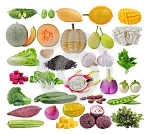 set of fruit and vegetable on white