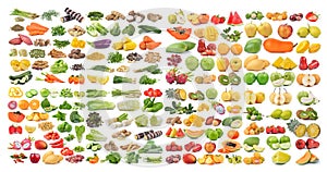 Set of fruit and vegetable on white background