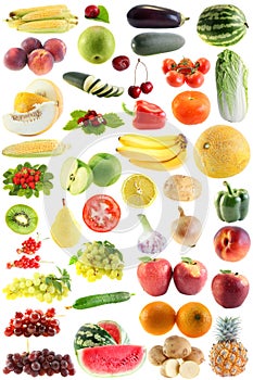 Set fruit, vegetables isolated
