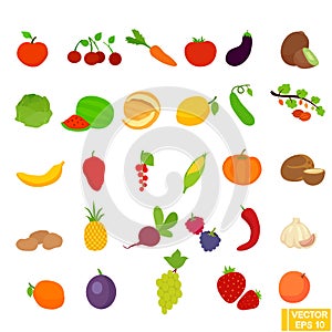 Set of fruits and vegetables