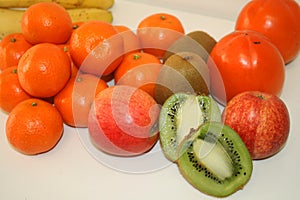 Set of fruits on white background