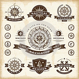 Vintage nautical labels set