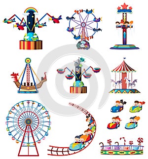 A set of fun fair rides