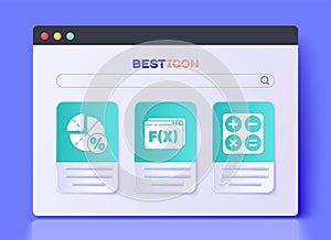 Set Function mathematical symbol, Graph, schedule, chart, diagram and Calculator icon. Vector