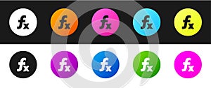 Set Function mathematical symbol icon isolated on black and white background. Vector