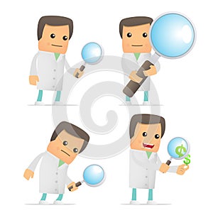 Set of funny cartoon doctor