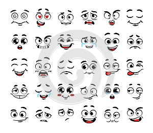 Set of funny cartoon faces