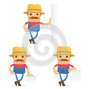 Set of funny cartoon farmer