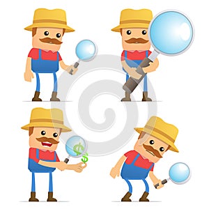 Set of funny cartoon farmer