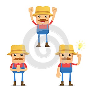 Set of funny cartoon farmer