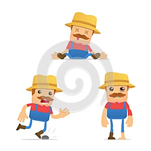 Set of funny cartoon farmer