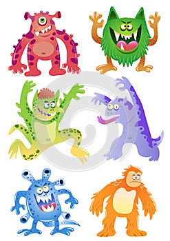 Set of funny cartoon monsters