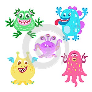 Set of funny cartoon monsters.Vector illustration