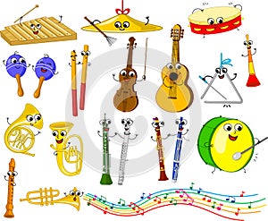 Carino sorridente strumenti musicali.