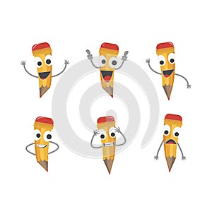 A set of funny pencils . Vector illustration.