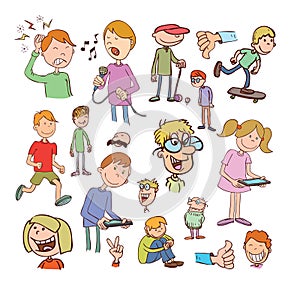 Set of funny cartoons, Vector illustration