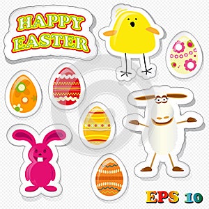 Set of funny easter stickies