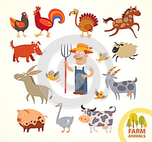 Set funny farm little animals. Cartoon character