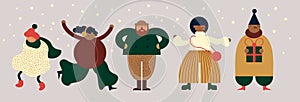 Set of funny geometric winter characters