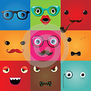 Set of funny hipster monster eyes
