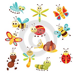 Set of funny insects