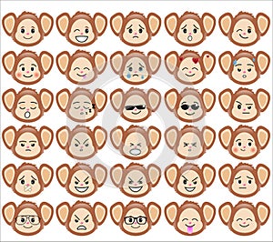 Set of funny monkey emoticons