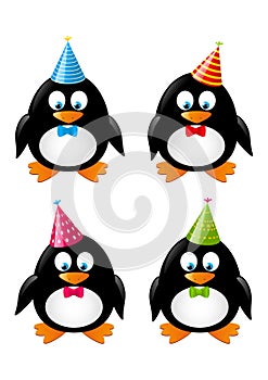 Set of funny penguins