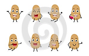 Set of funny potato vegetable cartoon character