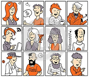 Set of Funny Vector Doodle People