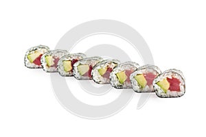 Set of futomaki sushi isolated on white background