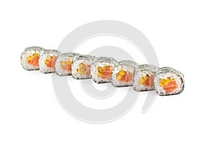 Set of futomaki sushi isolated on white background