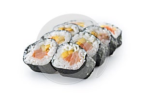 Set of futomaki sushi isolated on white background