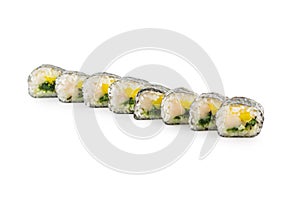 Set of futomaki sushi isolated on white background