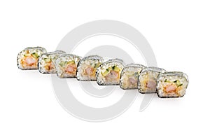 Set of futomaki sushi isolated on white background