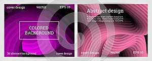 Set of futuristic abstract bright volumetric backgrounds. Body waves, cords. Creative modern background. Cover design