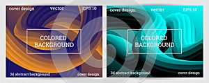 Set of futuristic abstract bright volumetric backgrounds. Body waves, cords. Creative modern background. Cover design