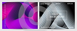 Set of futuristic abstract bright volumetric backgrounds. Body waves, cords. Creative modern background. Cover design