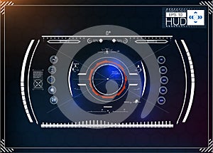 Set of futuristic blue infographics as head-up display. Display navigation elements for the web and app. Futuristic user interface