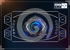 Set of futuristic blue infographics as head-up display. Display navigation elements for the web and app. Futuristic user interface