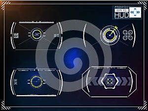 Set of futuristic blue infographics as head-up display. Display navigation elements for the web and app.