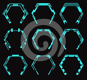 Set of futuristic hexagons for hud interface