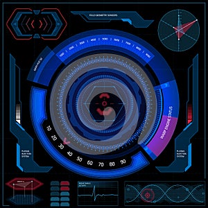 Futuristic touch screen user interface HUD. Vector illustration