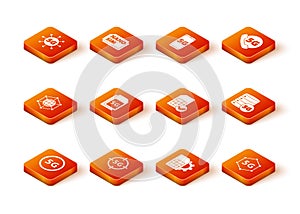 Set 5G network, Social, Sim Card, card setting, and Server icon. Vector