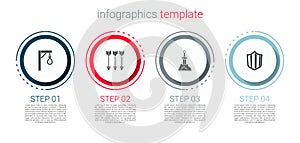 Set Gallows, Crossed arrows, Sword in the stone and Shield. Business infographic template. Vector