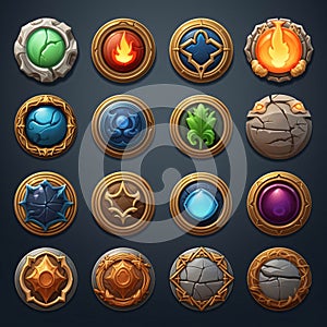 Set of game buttons. Game elements for game design. Vector illustration