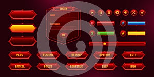 Set of game frames, bars and menu user interface
