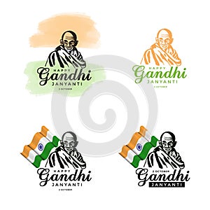 set of Gandhi Jayanti, 2nd October. vector illustration design