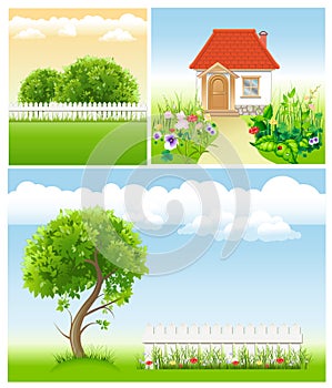 Set of garden images - templates for design