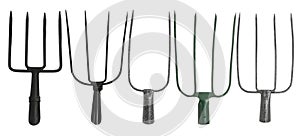 Set of  gardening forks isolated on a white background.