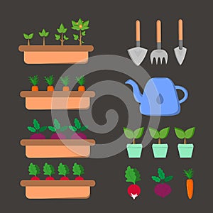 Set gardening items